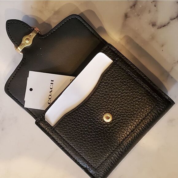 Coach Black Snap Wallet with Gold Horse and Carriage Buckel (Georgie) - Picture 5 of 8